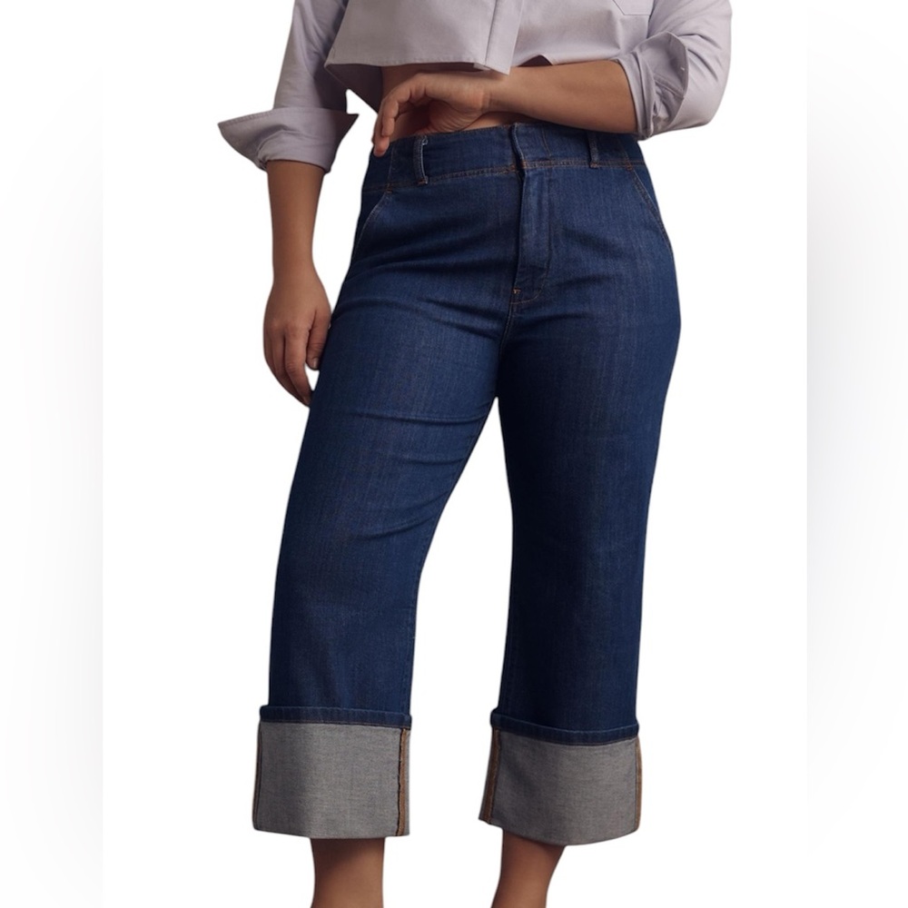 Anthropologie Pilcro Maisy Relaxed Cuff Mid Rise Straight Leg Jeans